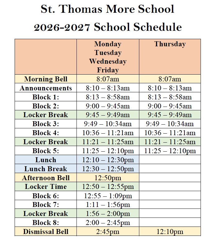 Schedule 2026 2027